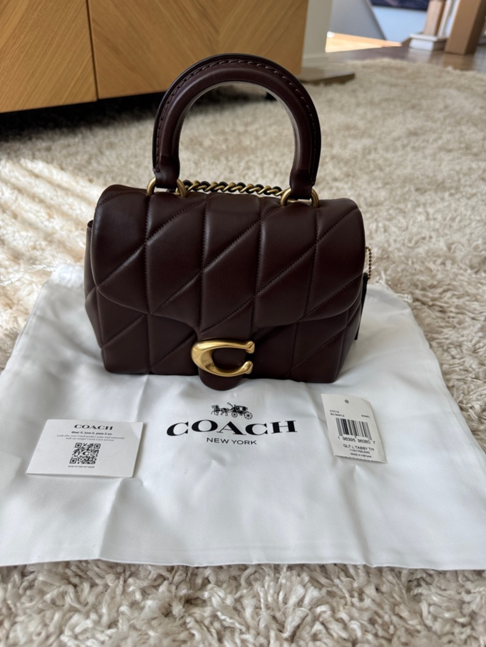 Coach Quilted Tabby Top Handle small Crossbody in Maple with Gold Hardware - Picture 13 of 13
